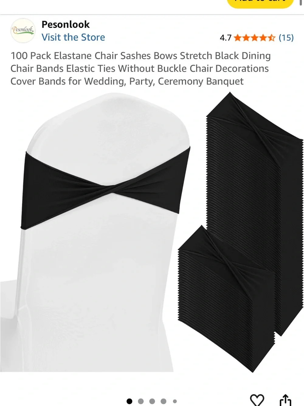 Black Stretch Chair Sashes - 100 Pack (2 packs of 100-200 total)